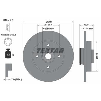 Jeu de 2 disques de frein arrière TEXTAR OEM 424932