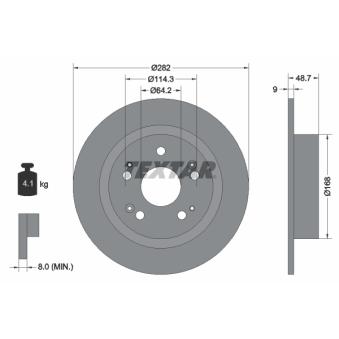 Jeu de 2 disques de frein arrière TEXTAR OEM 42510TB0W00 Jeu de 2 disques de frein arrière TEXTAR OEM 42510TB0W00