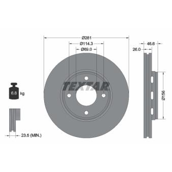 Jeu de 2 disques de frein avant TEXTAR OEM 4544210312