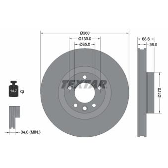 Jeu de 2 disques de frein avant TEXTAR OEM 7L8615301A