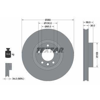 Disque de frein avant gauche TEXTAR OEM 7P6615301A