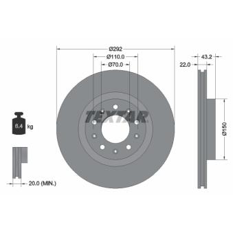 Jeu de 2 disques de frein arrière TEXTAR OEM 50545300