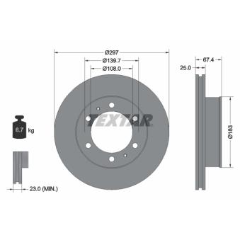 Jeu de 2 disques de frein avant TEXTAR OEM 435120K070