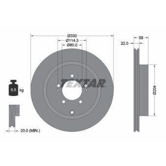 Jeu de 2 disques de frein arrière TEXTAR OEM 4615A186