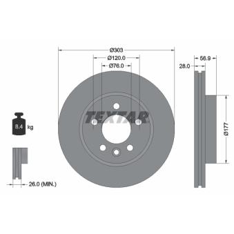 Jeu de 2 disques de frein avant TEXTAR OEM 2H0615301A