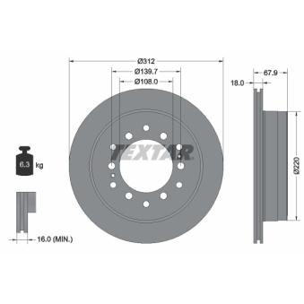 Jeu de 2 disques de frein arrière TEXTAR OEM 424310K230
