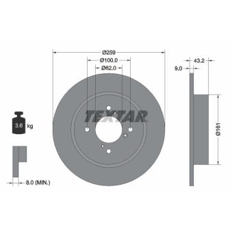 Jeu de 2 disques de frein arrière TEXTAR OEM 5561158M00
