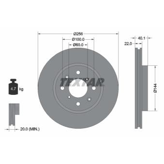 Jeu de 2 disques de frein avant TEXTAR OEM 5531168L00000 Jeu de 2 disques de frein avant TEXTAR OEM 5531168L00000
