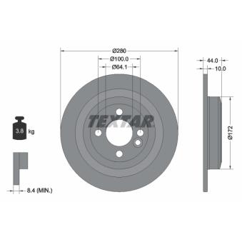 Jeu de 2 disques de frein arrière TEXTAR OEM 34216784389