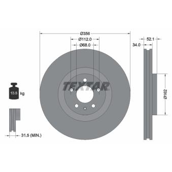 Jeu de 2 disques de frein avant TEXTAR OEM 4H0615301F