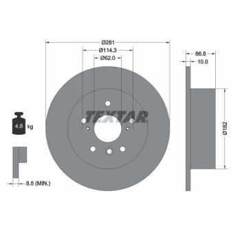 Jeu de 2 disques de frein arrière TEXTAR OEM 4243106110