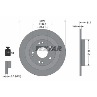Jeu de 2 disques de frein arrière TEXTAR OEM 42510TV0E01 Jeu de 2 disques de frein arrière TEXTAR OEM 42510TV0E01