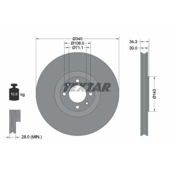 Jeu de 2 disques de frein avant TEXTAR OEM 1611841480