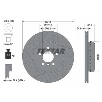 Jeu de 2 disques de frein arrière TEXTAR OEM 34206797600 Jeu de 2 disques de frein arrière TEXTAR OEM 34206797600