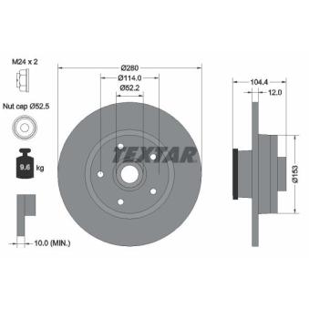 Jeu de 2 disques de frein arrière TEXTAR OEM 6000620071