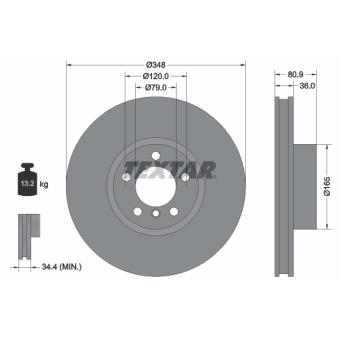 Jeu de 2 disques de frein avant TEXTAR OEM 34116767353