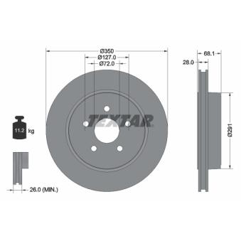 Jeu de 2 disques de frein arrière TEXTAR 92269803