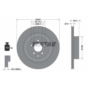 Jeu de 2 disques de frein arrière TEXTAR OEM 43206JL00A Jeu de 2 disques de frein arrière TEXTAR OEM 43206JL00A