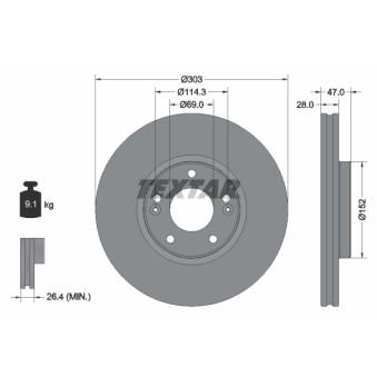 Jeu de 2 disques de frein avant TEXTAR OEM 517123L050