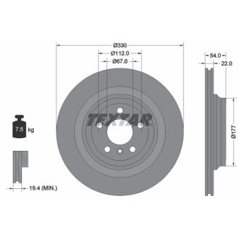 Jeu de 2 disques de frein arrière TEXTAR OEM 1664230600