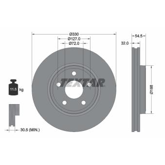 Jeu de 2 disques de frein avant TEXTAR OEM 52124762AB