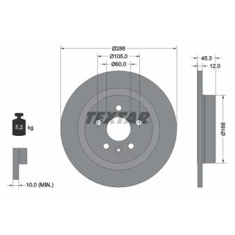 Jeu de 2 disques de frein arrière TEXTAR OEM 13509120