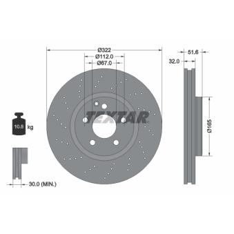 Jeu de 2 disques de frein avant TEXTAR OEM 0004211812