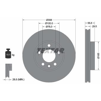 Jeu de 2 disques de frein avant TEXTAR OEM JZW615301E