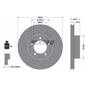 Disque de frein avant gauche TEXTAR OEM 99735140100 Disque de frein avant gauche TEXTAR OEM 99735140100