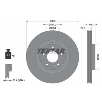 Jeu de 2 disques de frein avant TEXTAR OEM 517122W000