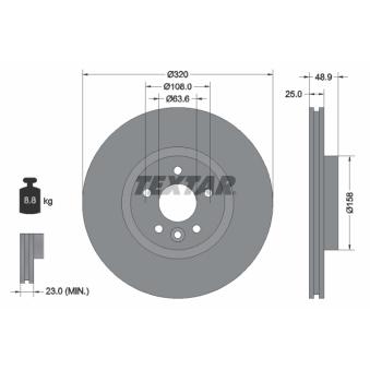 Jeu de 2 disques de frein avant TEXTAR OEM CV611125FA
