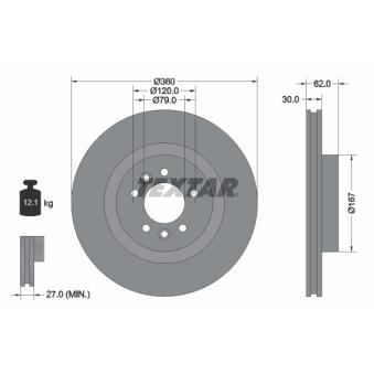 Jeu de 2 disques de frein avant TEXTAR [92283205]