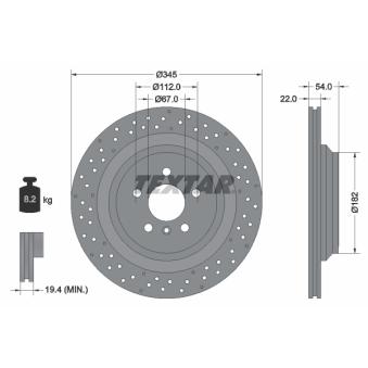 Jeu de 2 disques de frein arrière TEXTAR OEM 1664230312