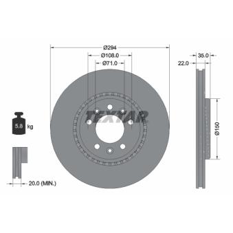 Jeu de 2 disques de frein arrière TEXTAR OEM SU001A6135