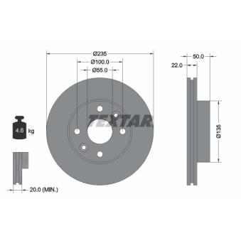 Jeu de 2 disques de frein avant TEXTAR [92288203]