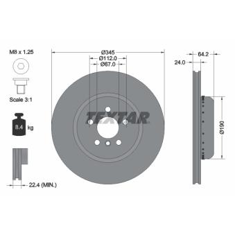Jeu de 2 disques de frein arrière TEXTAR OEM 34206880079
