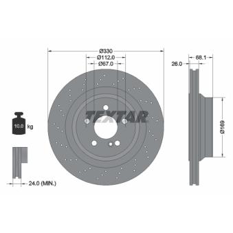 Jeu de 2 disques de frein arrière TEXTAR 92289603