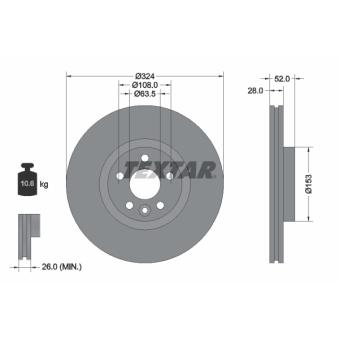 Jeu de 2 disques de frein avant TEXTAR OEM 31423305