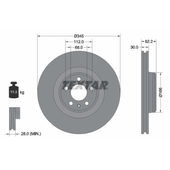 Jeu de 2 disques de frein avant TEXTAR OEM 4G0615301B