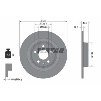 Jeu de 2 disques de frein arrière TEXTAR OEM 31423721