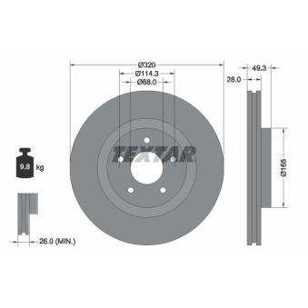 Jeu de 2 disques de frein avant TEXTAR OEM 402064ga0a