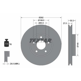 Jeu de 2 disques de frein avant TEXTAR OEM 2305503