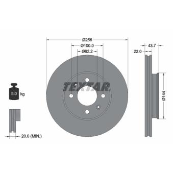 Jeu de 2 disques de frein avant TEXTAR OEM 51712C8000 Jeu de 2 disques de frein avant TEXTAR OEM 51712C8000