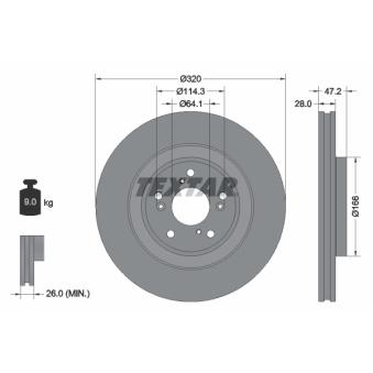 Jeu de 2 disques de frein avant TEXTAR OEM 45251TNYE01 Jeu de 2 disques de frein avant TEXTAR OEM 45251TNYE01