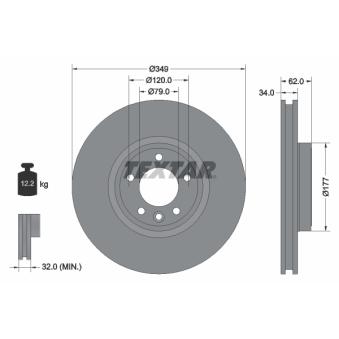 Jeu de 2 disques de frein avant TEXTAR OEM LR081594 Jeu de 2 disques de frein avant TEXTAR OEM LR081594
