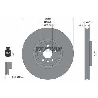 Jeu de 2 disques de frein avant TEXTAR 92308105 pour JAGUAR XE 2.0 - 200cv