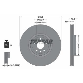 Jeu de 2 disques de frein avant TEXTAR OEM LR090685
