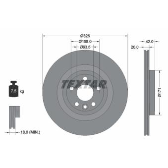 Jeu de 2 disques de frein arrière TEXTAR OEM T4A2061