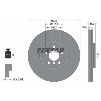 Jeu de 2 disques de frein avant TEXTAR OEM 34116865711