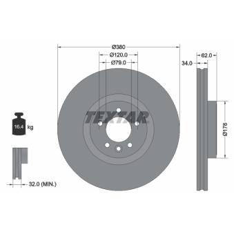 Jeu de 2 disques de frein avant TEXTAR 92316405